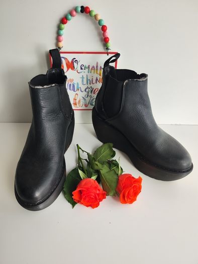 Dr Doc Martens platform black Aerial wedges chunky sole boots UK4 US6 EU37