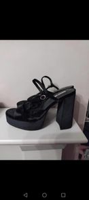 Black velvet feel heels size 6 used once