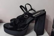 Black velvet feel heels size 6 used once