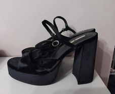 Black velvet feel heels size 6 used once