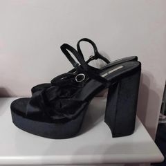 Black velvet feel heels size 6 used once