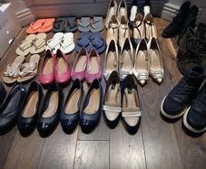 Full wardrobe of 22 pairs of size 5(38) shoes and boots, including Faith, Clarkes, Havianas, flip flops, Crocs, work shoes, court shoes, dressy shoes, high heel boots, and waterproof hiking boots. - LOW PRICE FOR QUICK SALE