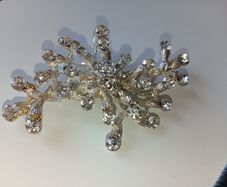 Large vintage shinetrim new york rhinestone Brooch 1980s approx 3 inches length e/c