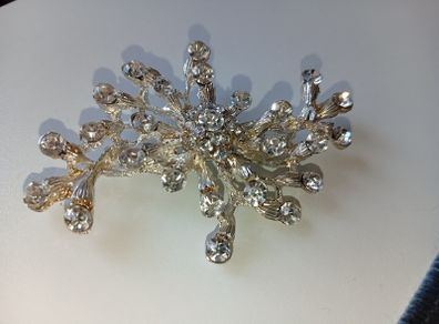 Large vintage shinetrim new york rhinestone Brooch 1980s approx 3 inches length e/c