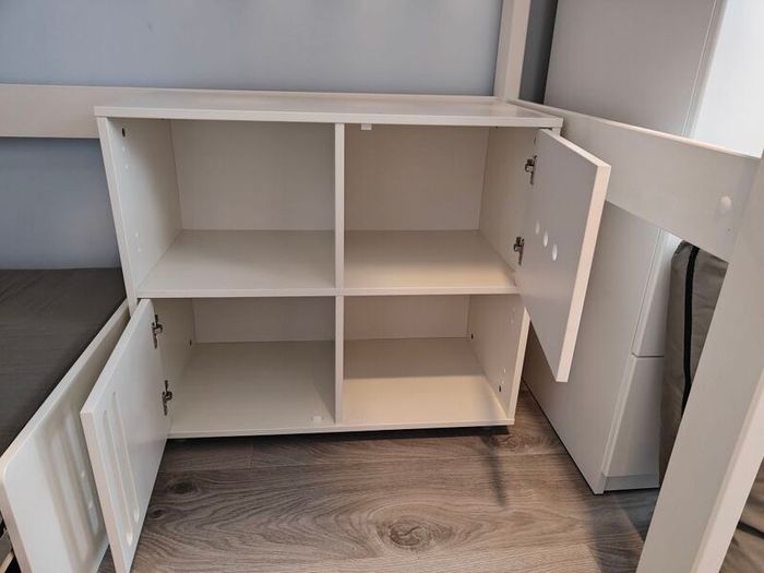 STOMPA Loft Bed with Pullout Single Bed, Storage & Shelf
