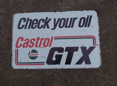 Large Vintage Style Castrol Oil GTX Metal Sign