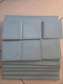 place mats and coasters 6 blue and grey