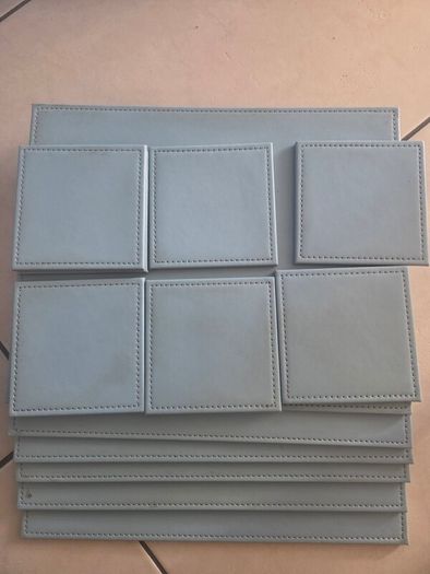 place mats and coasters 6 blue and grey