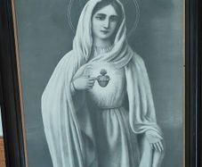 Stunning vintage French 1940s Immaculate Heart of Mary framed print, Religious devotional items, Our Lady
