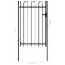 Fence Gate Single Door with Arched Top Steel 1x1.5 m Black Image 5