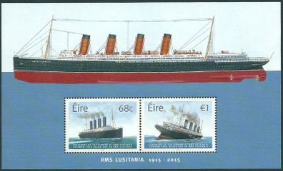 2015 Ireland Centenary of the Sinking of The RMS Lusitania Commemorative Stamps Miniature Sheet Mint Never Hinged (MNH)