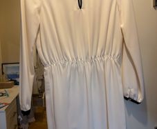 Zara Basic Cream Long Sleeve Dress with Black Piping.  Size S (Excellent Condition)