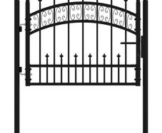Fence Gate with Spear Top Black 103x75 cm