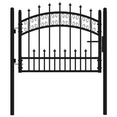 Fence Gate with Spear Top Black 103x75 cm