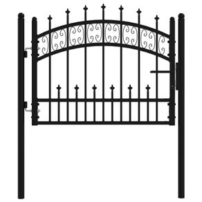 Fence Gate with Spear Top Black 103x75 cm