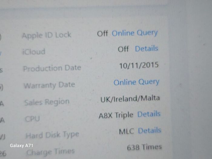 Apple Ipad Air 2nd Generation, 16GB, Space Gray, 94% Battery Life, No Activation Lock, but screen not displaying, and there is some damage to back top right corner, see pictures