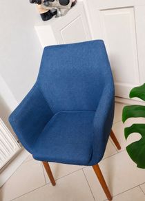 Pair of Blue Fabric Dining Chairs