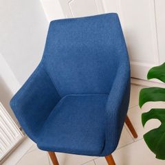 Pair of Blue Fabric Dining Chairs