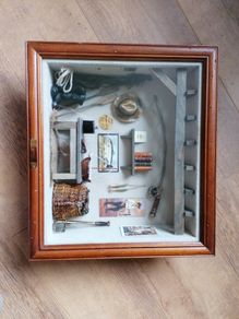 Shadow box of fishing scene