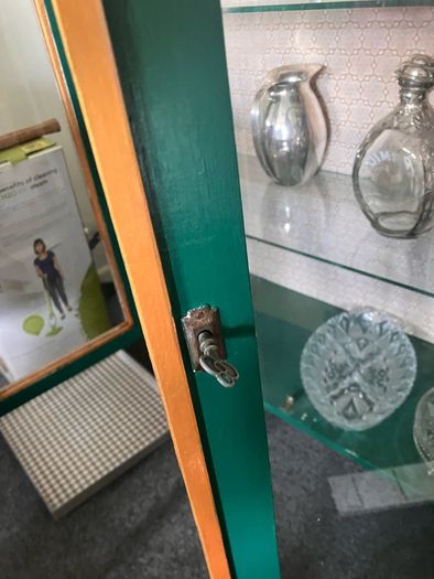 Glass Cabinet with lock and key and CD Shelf