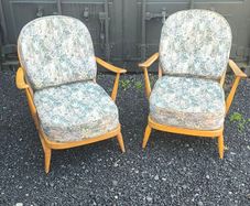 mid-century Ercol Windsor Model 203 lounge armchairs