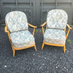 mid-century Ercol Windsor Model 203 lounge armchairs