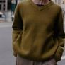 Zara Olive Green Oversized  V Neck Jumper  Size Large Image 9