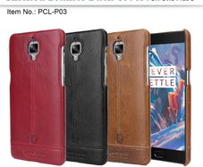 Pierre Cardin Genuine Leather Cover Hard Back Case For One Plus 3/3T