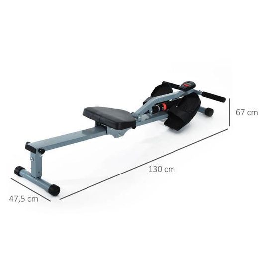 Rowing Machine W/ Monitor-Grey/Black