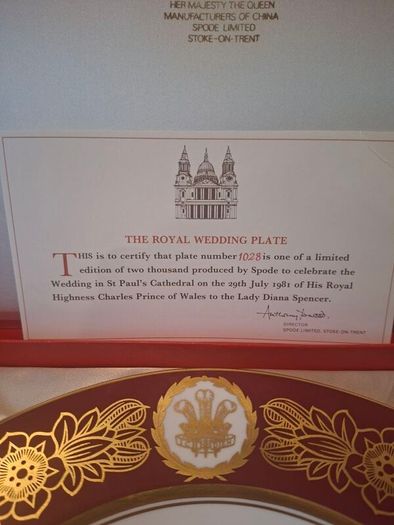 Rare Spode Royal Wedding Plate 1981- Limited Edition 1028/2000