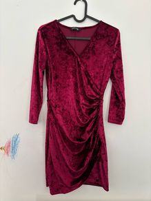 Burgundy Velvet Mini Dress