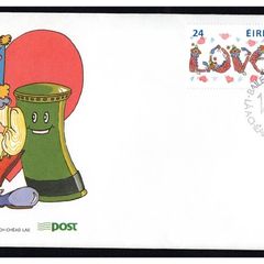 1988 Ireland Love Stamps (Love clowns & Pillar Box and hearts) Commemorative Stamps First Day Cover (FDC)
