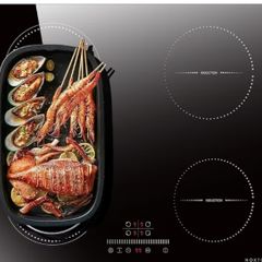 Plug in Induction Hob 60 cm Flex Zones with 13AMP Plug, Induction Hob 4 Ring Built-in Slide Control, Timer, Pause Function, Safe lock, 2800W, 220V-240V