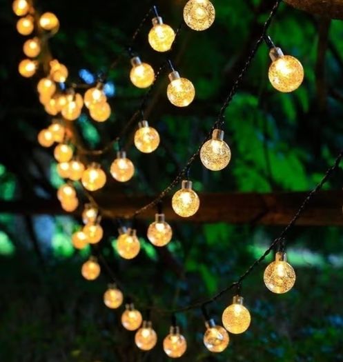 40ft 66 LEDs Solar Garden Light with 8 Modes Crystal Big Balls Solar Powered Waterproof for Camping Tree Patio Yard Wedding Party Decoration