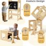 Learning Tower for Children, Foldable Montessori Learning Tower, 3 in 1 Learning Stool with Blackboard, Montessori Kitchen Helper Learning Tower from 18 Months (Wood) Image 3