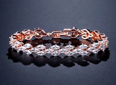 Crystal Bridal Wedding Rose Gold Bracelet