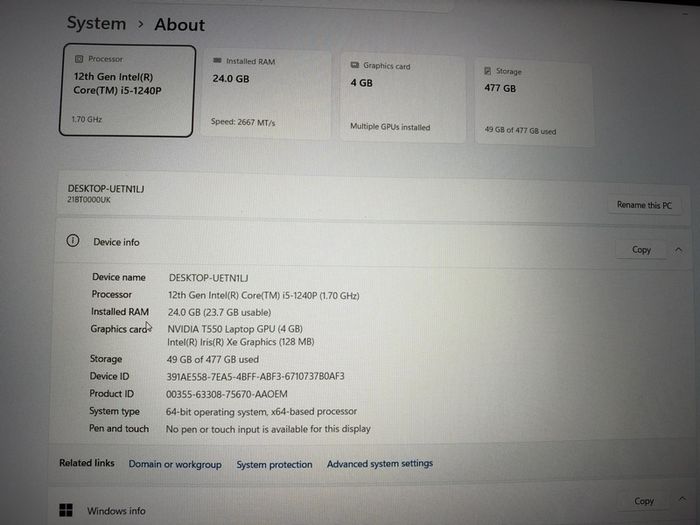 lenovo Thinkpad P16s Gen1 i5