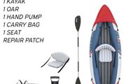 Bestway Hydro-Force Rapid X1 Inflatable Kayak, Inflatable 1 Person Kayak Set with Hand Pump and Carry Bag