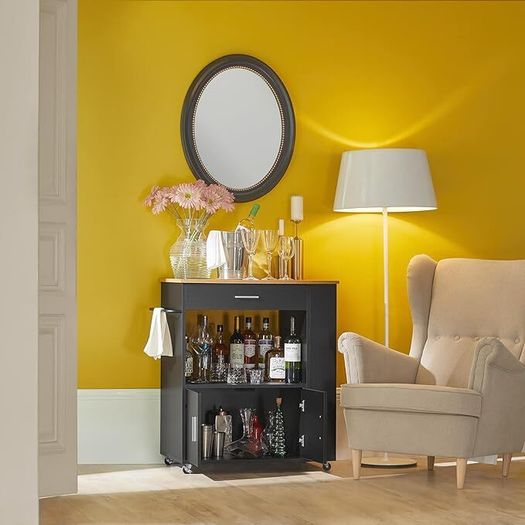Kitchen trolley Cabinet on wheels black or white