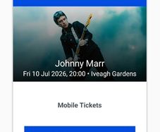 2 x Johnny Marr tickets for sale (70 each) face value