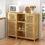 2-in-1 Modular Bamboo Bathroom Storage Cabinet | 3-Tier Open & Enclosed Shelving (2 Doors) Free-Standing Organizer for Bathroom, Kitchen, Living Room (100x33x87cm) Image 7