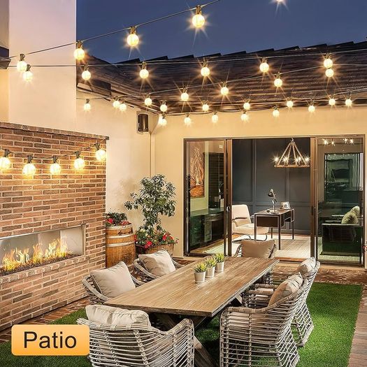 NEW SALE | Festoon Lights Outdoor Mains Powered - 65Ft 20m G40 Garden String Lights with 30+2 Shatterproof LED Bulbs Waterproof for Outside Patio Gazebo Pergola Backyard