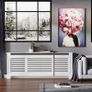 MDF Extendable Radiator Cover Cabinet - Shelving for Home Office, Slatted Design, White, Dimensions 139-208.5L x 20.5W x 82.5H cm Image 2