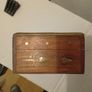 Antique Oak Box with Brass Insert Design Running through it Image 5