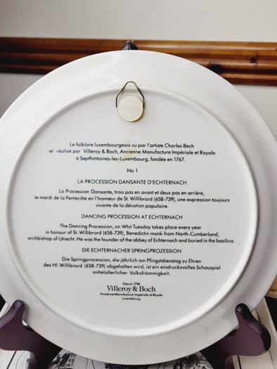 Villeroy & Boch Luxembourg Folklore Plate No 1 Echternach Charles Bech Boxed