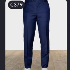 New Louis Copeland Canali Blue Wool Trousers 34R