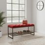 Teal Velvet Upholstered Bench / Shoe Rack Image 4