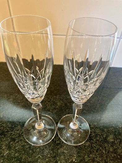 Pair of vintage Waterford champagne glasses