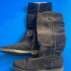 TOMMY HILFIGER Suede Boots in chocolate brown with TH logo