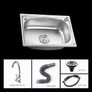 Small Kitchen Sink, Single Bowl Stainless Steel Sink for Undermount and Flushmount Intallation Reversible Drainer with Waste Pipes Clips (Color : Silver, Size : A(37x32cm) Image 2